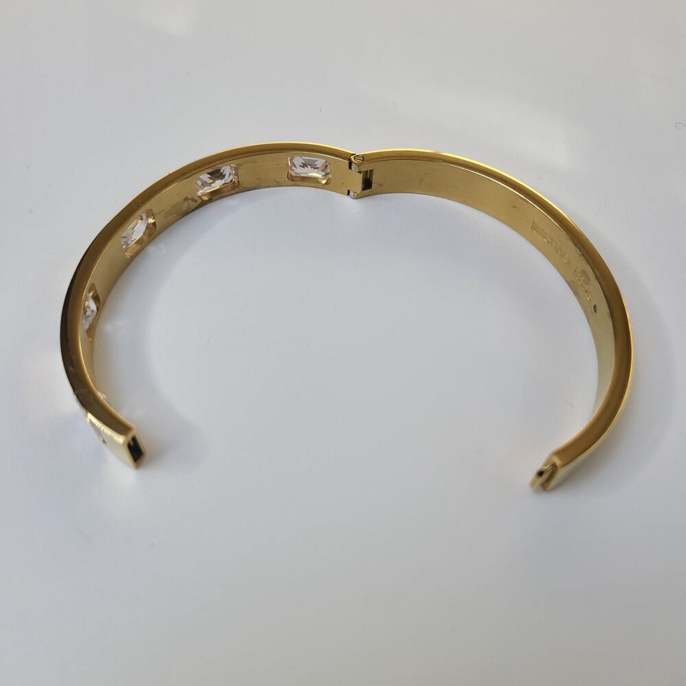Michael Kors Gold Tone Baguetta Crystal Bangel Bracelet - Picture 3 of 9
